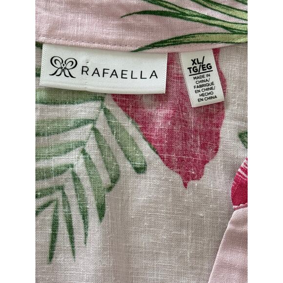 Linen Maxi Dress Rafaella Women's Size XL Pink Floral Tropical Island Cap Sleeve - Picture 3 of 9